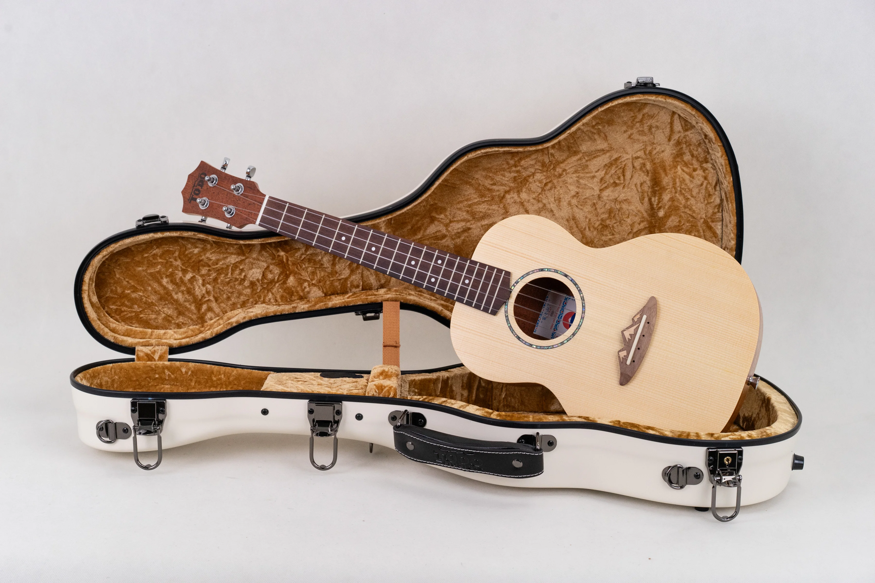 Premium Fiberglas Bariton Ukulele-Koffer  - Weiß